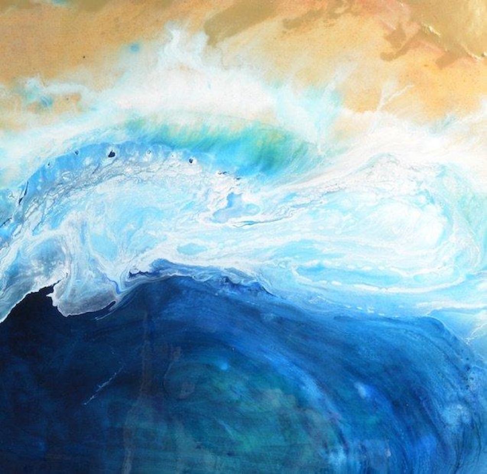 Abstract Coastal. Beige & blue. Laguna Depth. Art Print. Antuanelle 4 Depth Seascape. Round Perspex Print