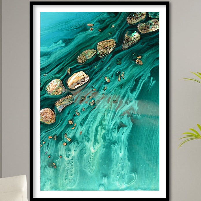 Abstract Ocean Artwork. Rise Above Seashells 1. Art Print. Antuanelle Limited Edition Print