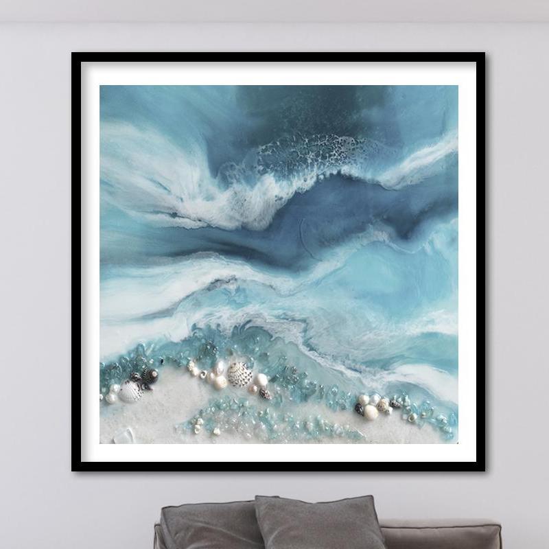 Abstract Ocean. Aqua & Grey.Whitsunday Neutral 2. Art Print.Antuanelle 1 Whitsundays Seascape. Limited Edition Print
