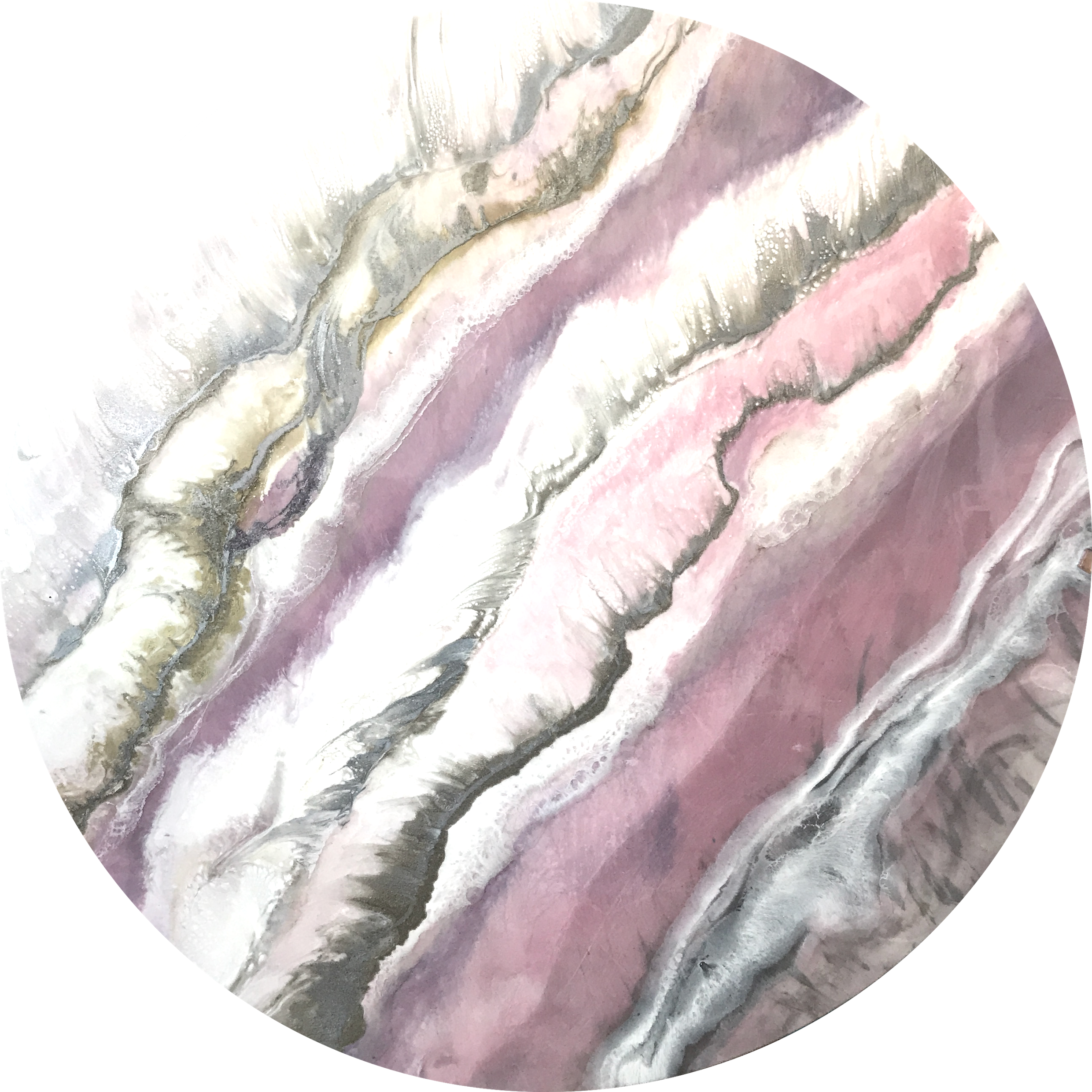 Abstract Pink Artwork. Blissful Blush. Art Print. Antuanelle 2 Round Perspex Acrylic Print