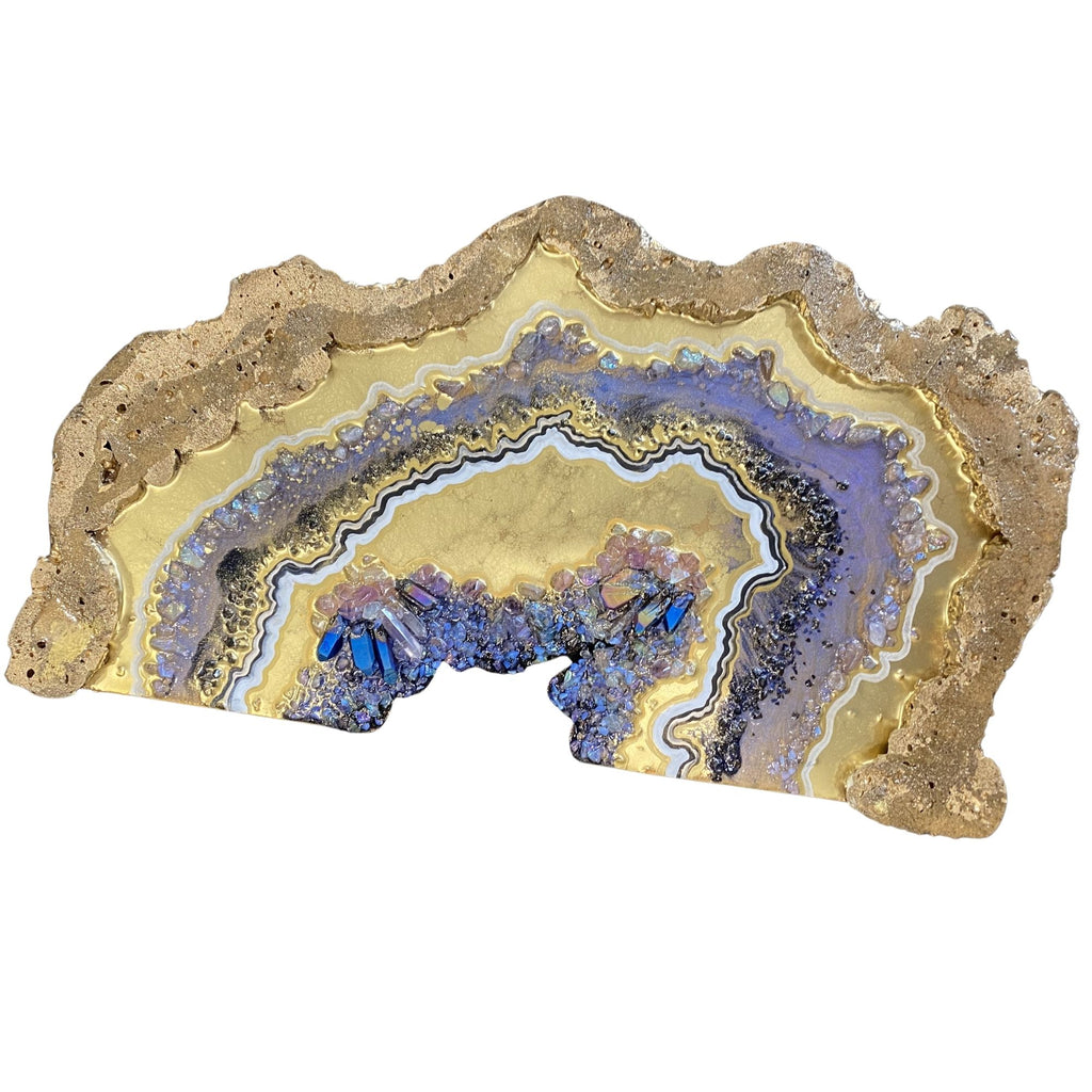 Gold Titanium Aura Freeform Crystal with Titanium aura quartz. COMMISSION