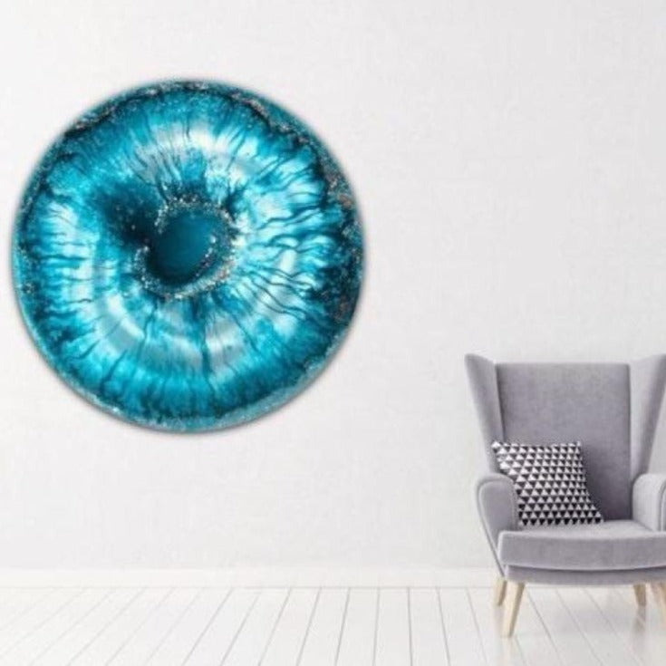 Teal Seascape Abstract. Ocean Porthole. Beyond. Antuanelle 4 Abstract Seascape. Original Artwork