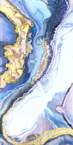 Lavender Amethyst Crystal. Sydney Opera House. Original Artwork w 24K Gold