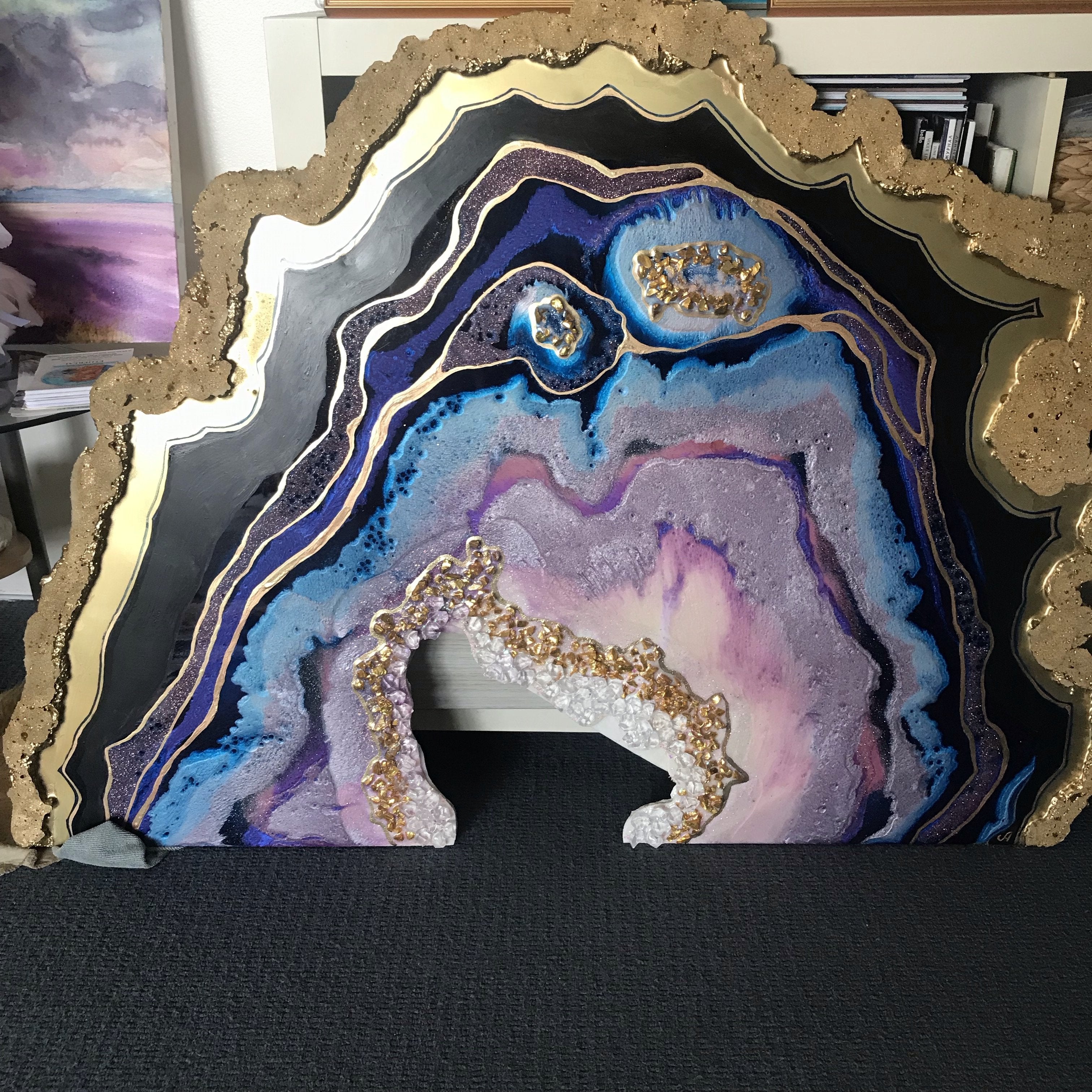 Purple and Gold amethyst geode - Custom Artwork 5 Amethyst Geode Original Artwork. COMMISSION