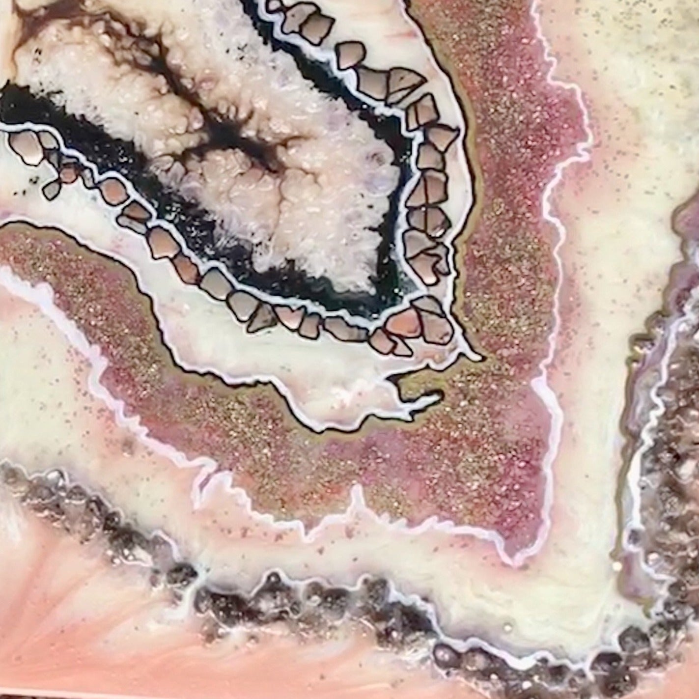 Abstract Quartz Geode Artwork. Rose quartz Geode. Antuanelle 3 Original Artwork