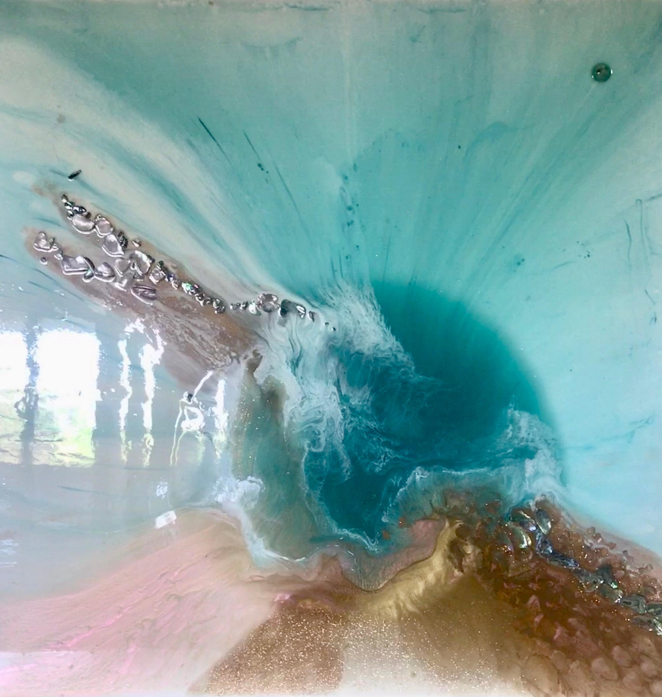 Teal Abstract Artwork. Ocean Blue. Aqua Bliss. Antuanelle 4 Abstract. Original 100x100cm