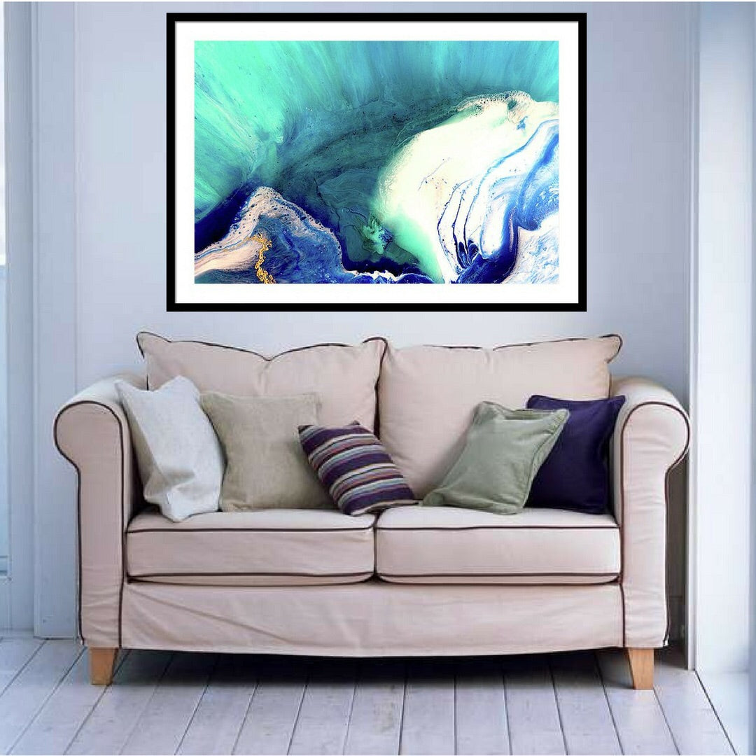 Abstract Sea. Teal Blue Wave. Heart Reef 7. Art Print. Antuanelle 1 Seascape. Limited Edition Print