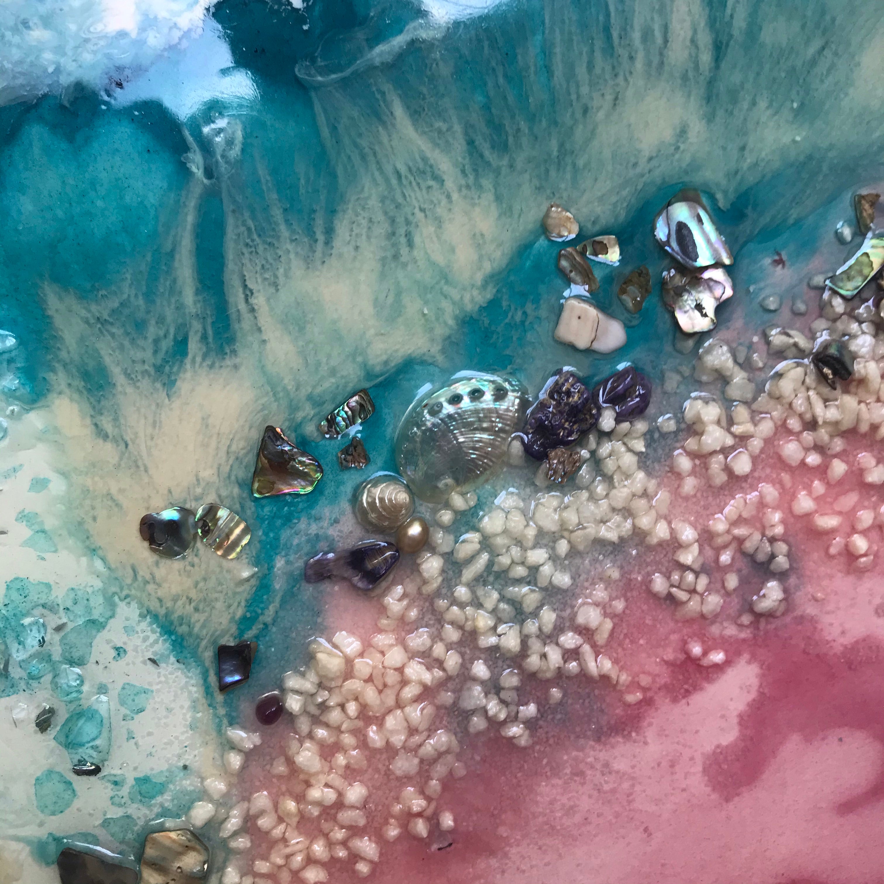 4 Butterfly Dream. Original Abstract Resin Artwork with Genuine Pearls