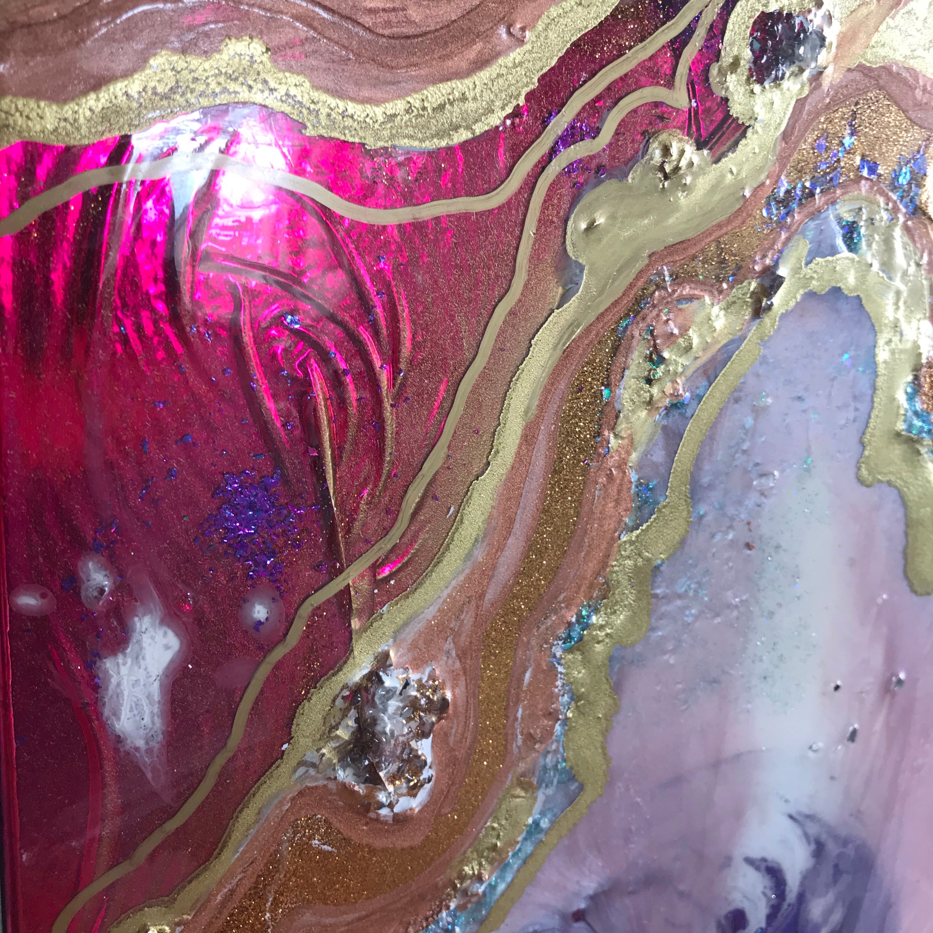 - Starbright 1 Pink and Gold Geode Art Abstract Crystal Artwork