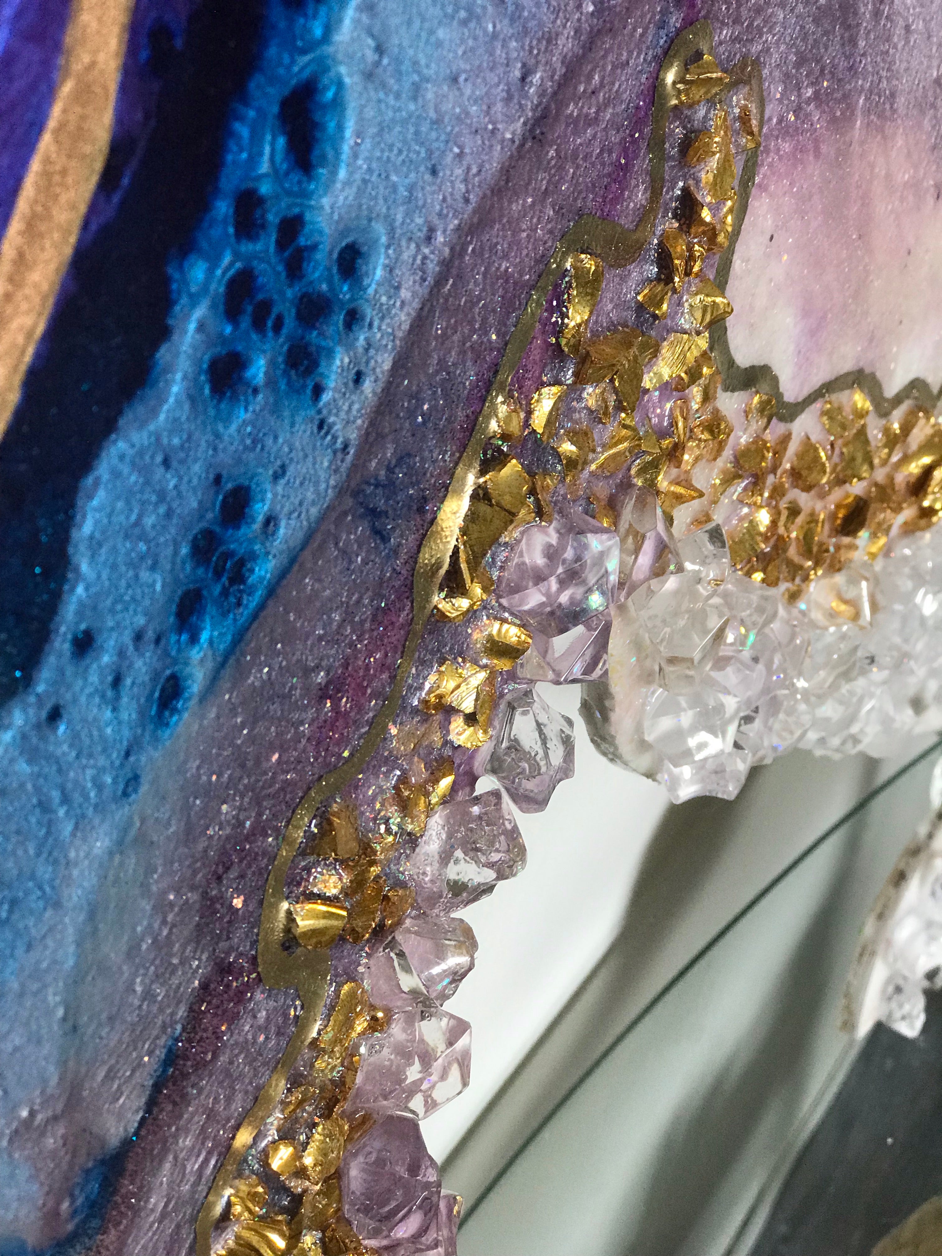 8 Purple and Gold Geode. Crystal Agate. Original Artwork. 120x88cm