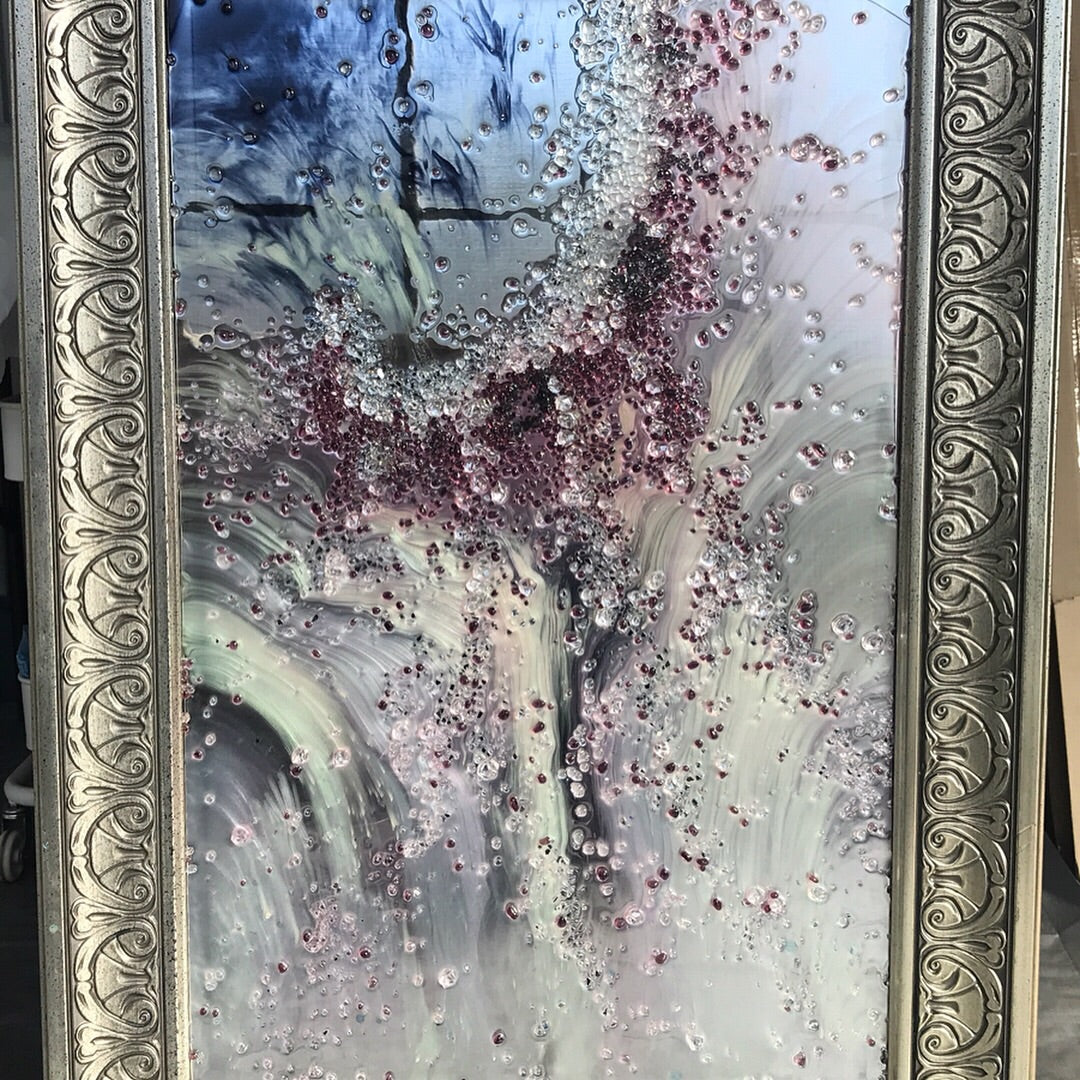 Lavender sky. Original Abstract Artwork with Crystals - Antuanelle - 3