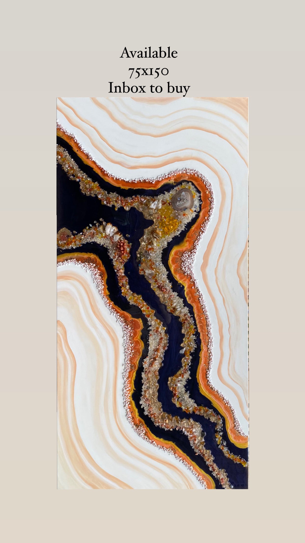 Golden Citrine. Copper and Navy Geode Gemstone Artwork with natural Citrine