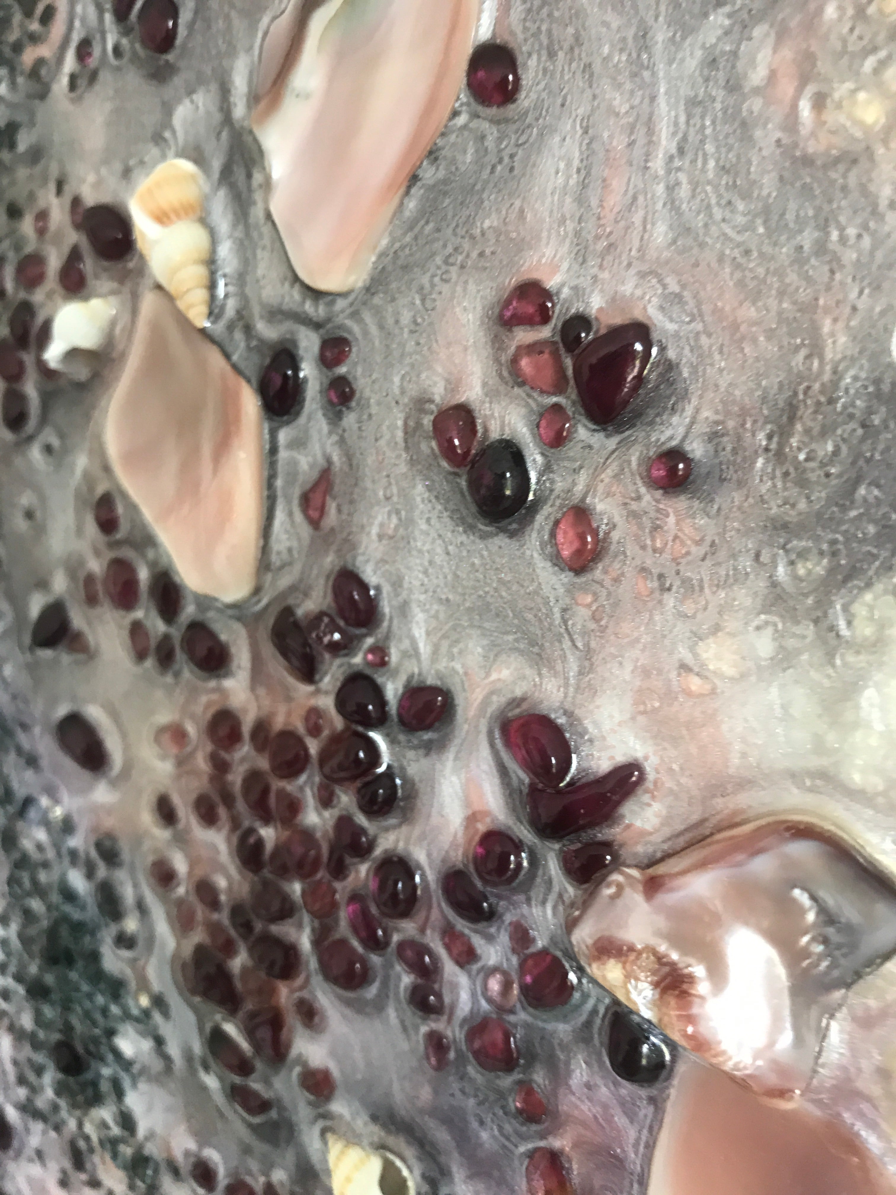 Teal Blue Ocean Wave. Byron Bay Magic. Original Artwork. Antuanelle 9 Magic with Mussels and Garnet. Abstract Seascape 90x90cm