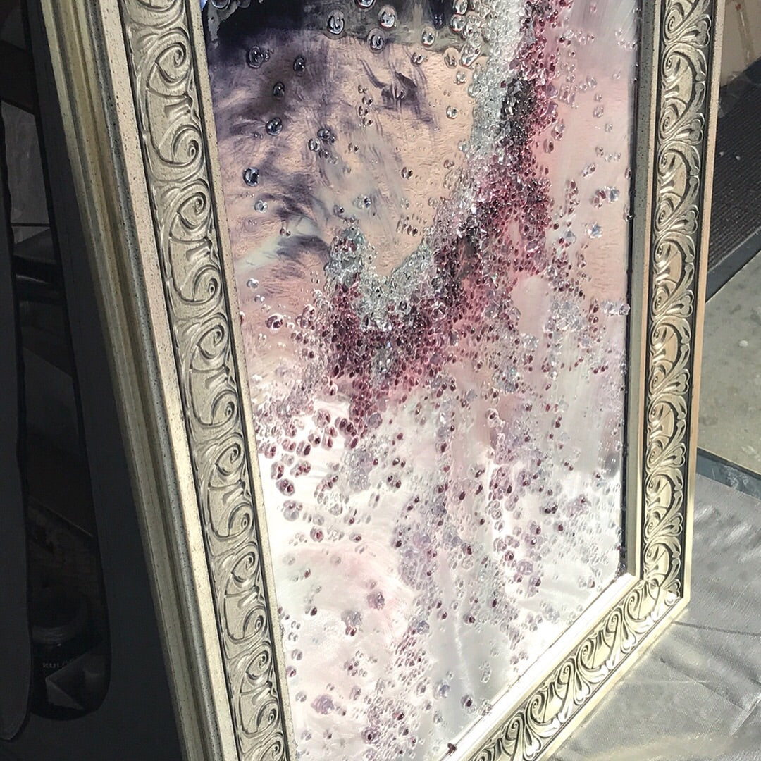 Lavender sky. Original Abstract Artwork with Crystals - Antuanelle - 2