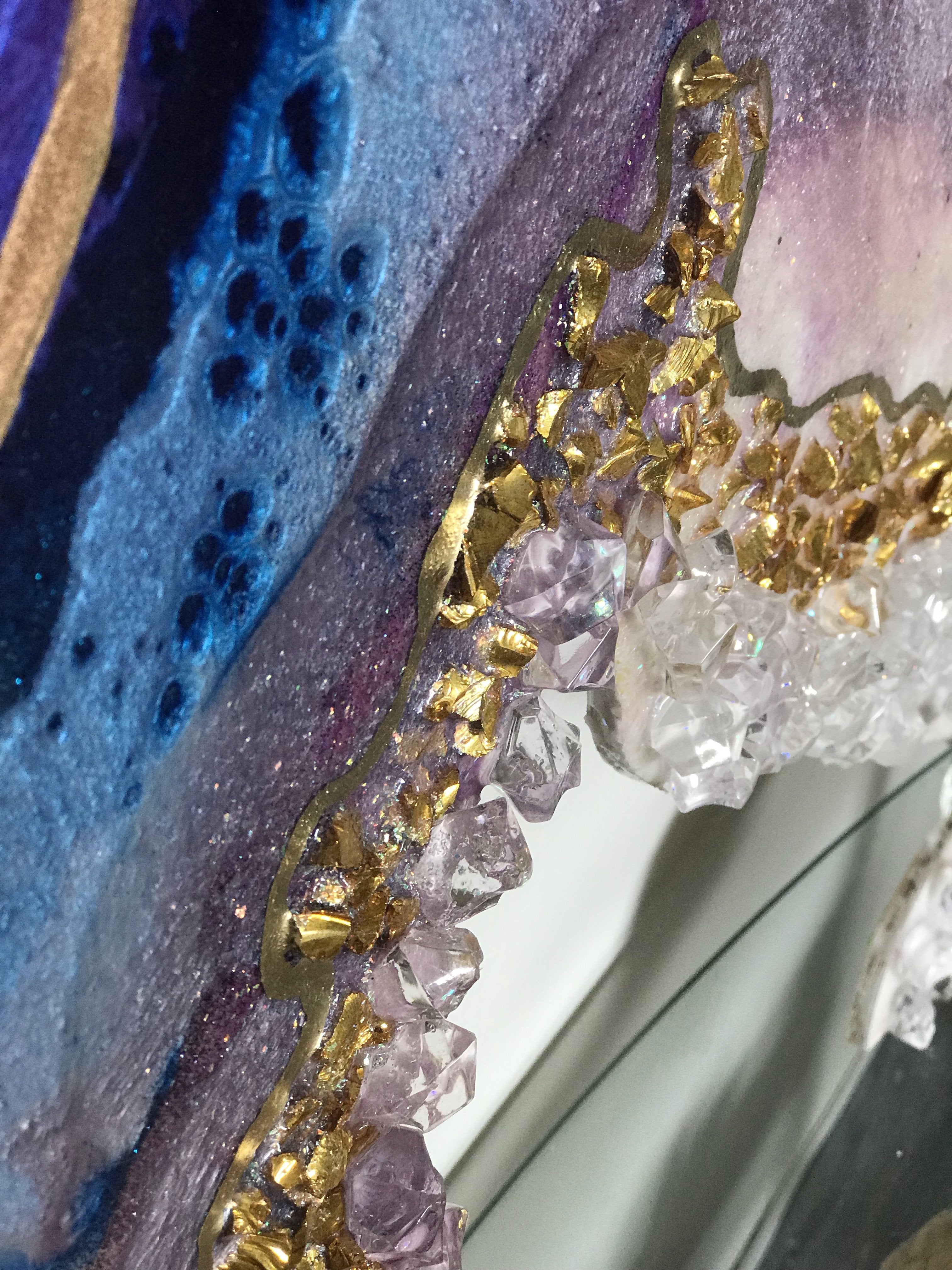 Purple and Gold amethyst geode - Custom Artwork 6 Amethyst Geode Original Artwork. COMMISSION