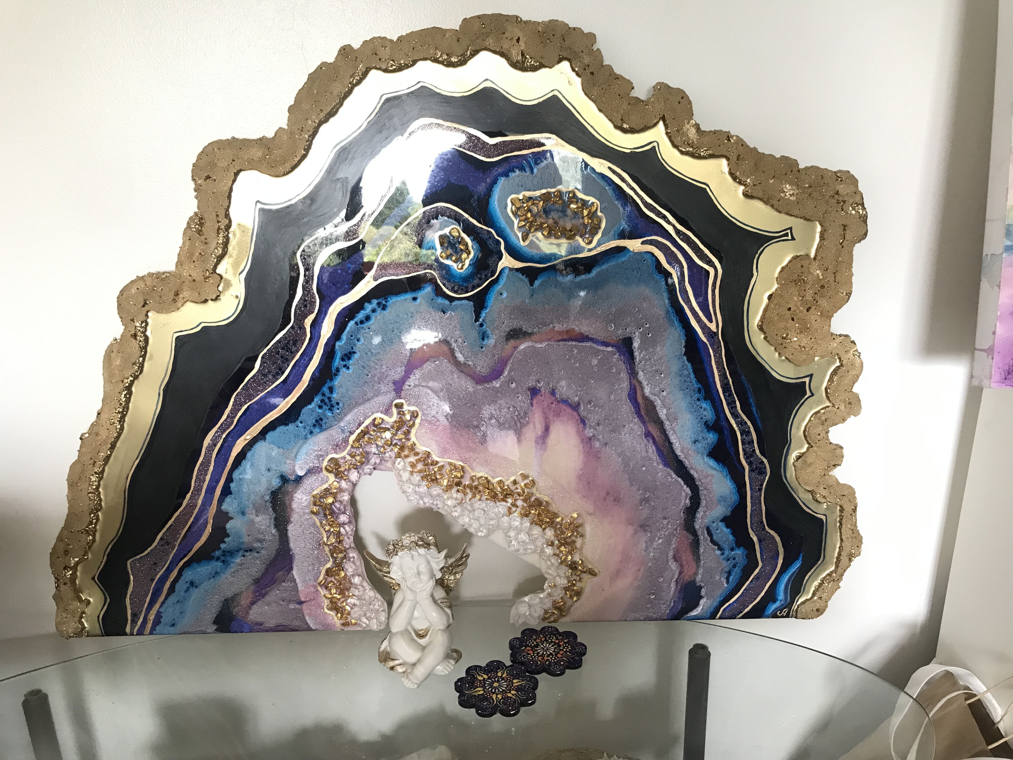 Purple and Gold amethyst geode - Custom Artwork 7 Amethyst Geode Original Artwork. COMMISSION