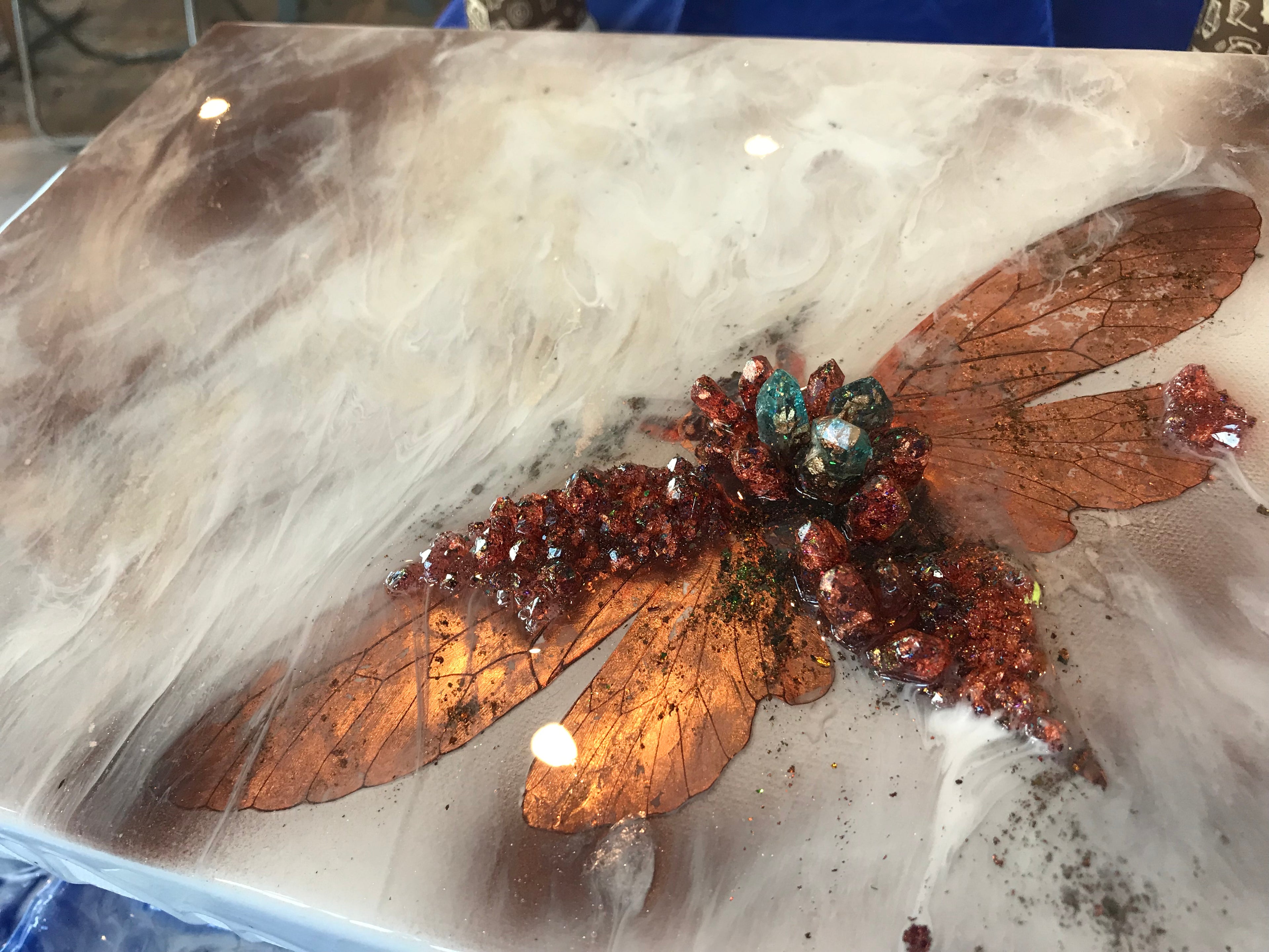 3 Cicada in Gold. Opal. Original Artwork
