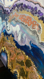 Lavender Amethyst Crystal. Sydney Opera House. Original Artwork w 24K Gold