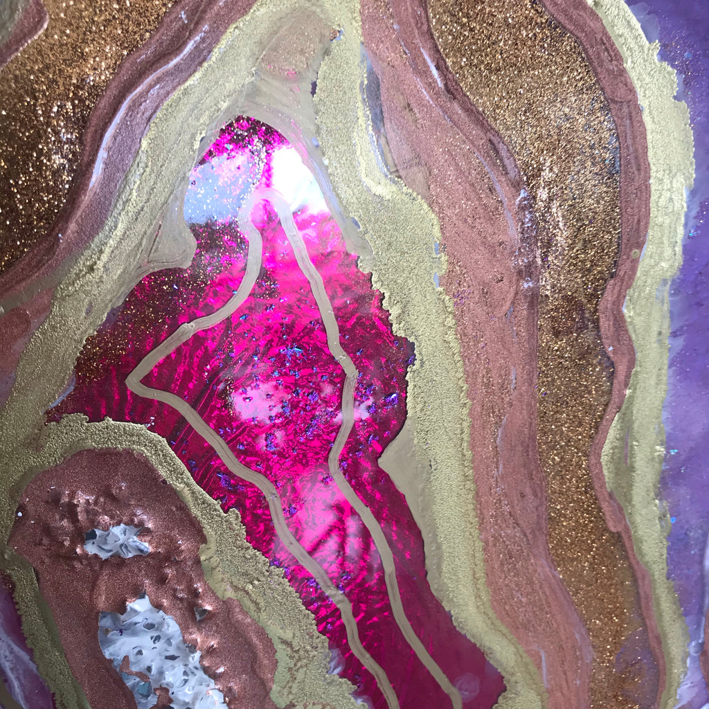 - Starbright 1 Pink and Gold Geode Art Abstract Crystal Artwork