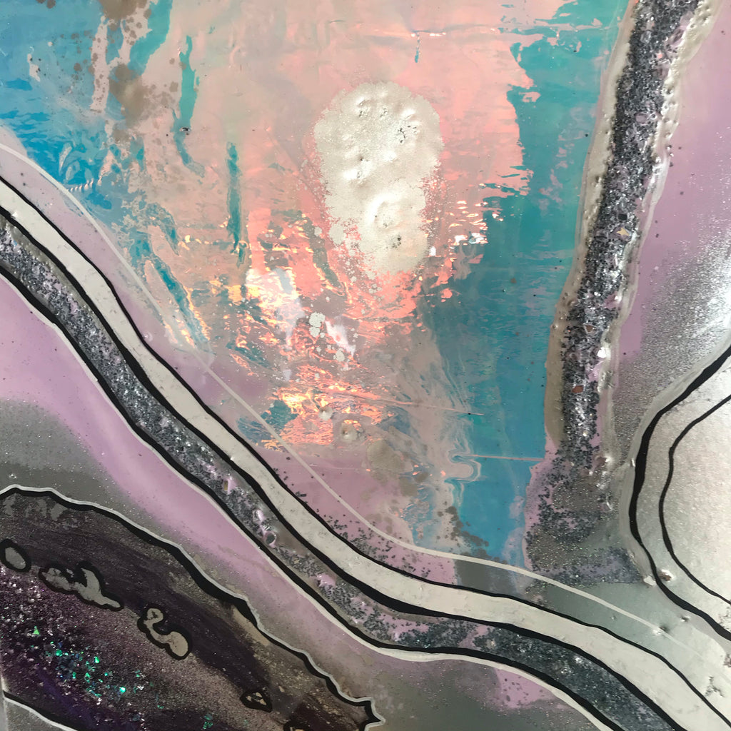 Peace and Wisdom Amethyst Artwork with Crystals. Original Artwork