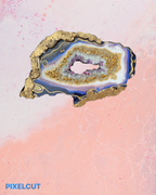 Amethyst Torus  Geode. Freeform Purple and Gold Wisdom Artwork with Amethysts