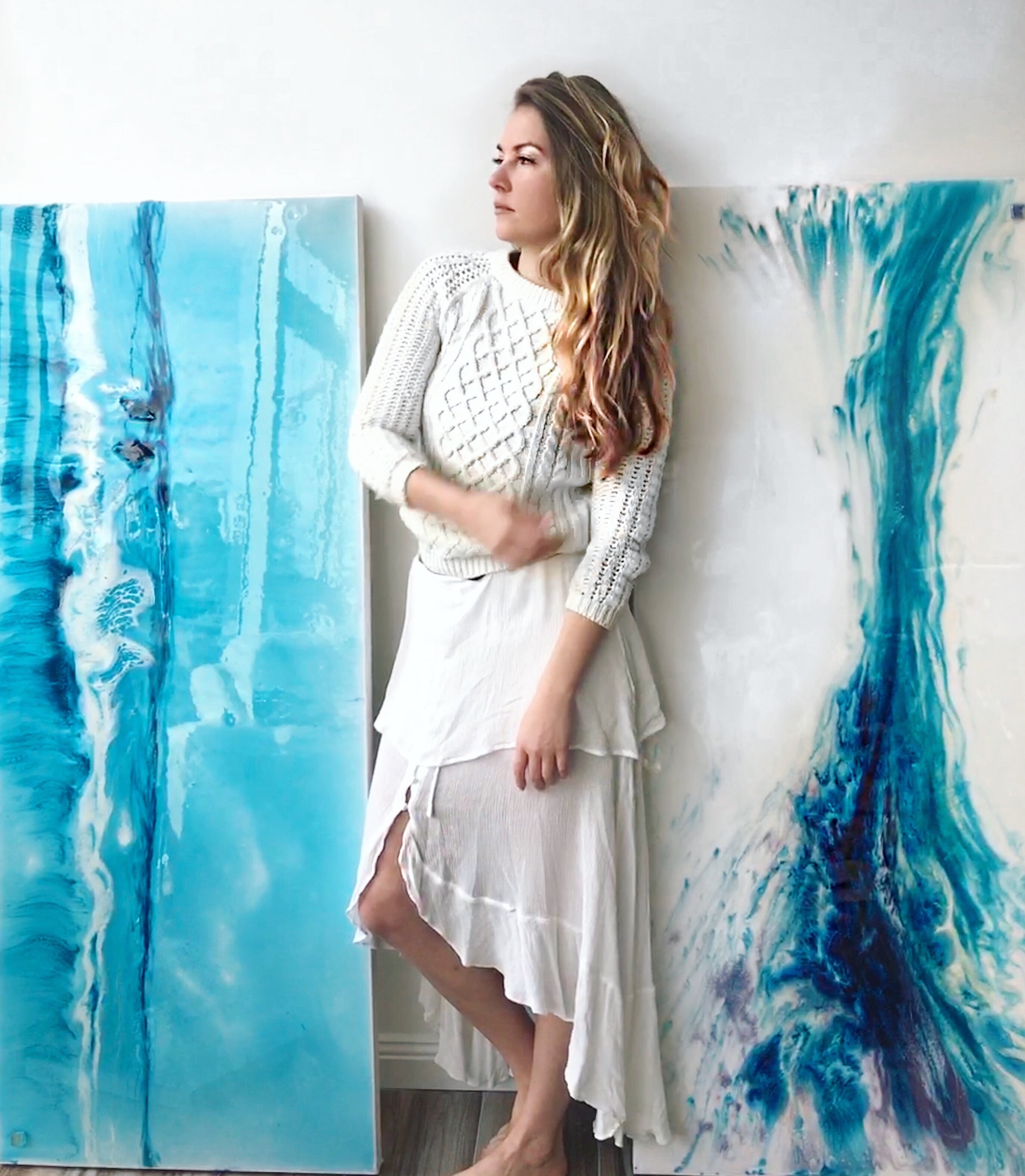 Ocean Resin Art Australian Beach - artwork full of island vib 3 Blue horizon. Original Artwork.