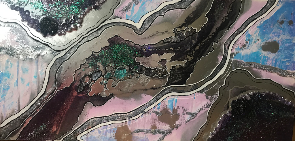 Peace and Wisdom Amethyst Artwork with Crystals. Original Artwork