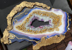 Amethyst Torus  Geode. Freeform Purple and Gold Wisdom Artwork with Amethysts