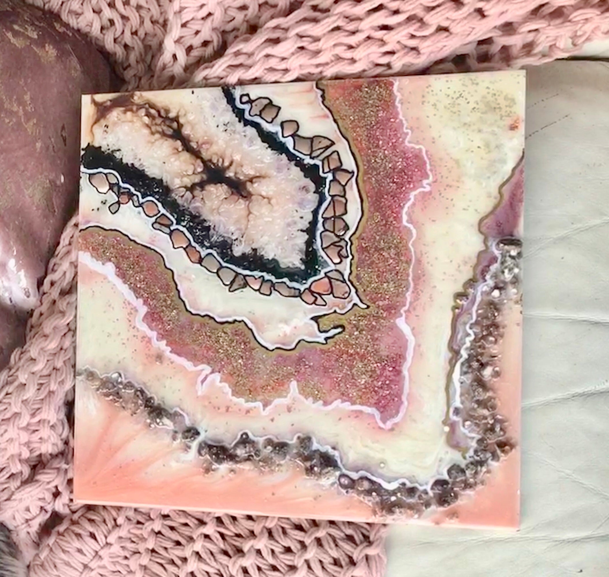 Crystal Geode - CUSTOM Artwork - Resin Art 6 COMMISSION - ABSTRACT ARTWORK