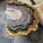 Amethyst Geode. Freeform Purple and Gold Wisdom Artwork with Amethysts