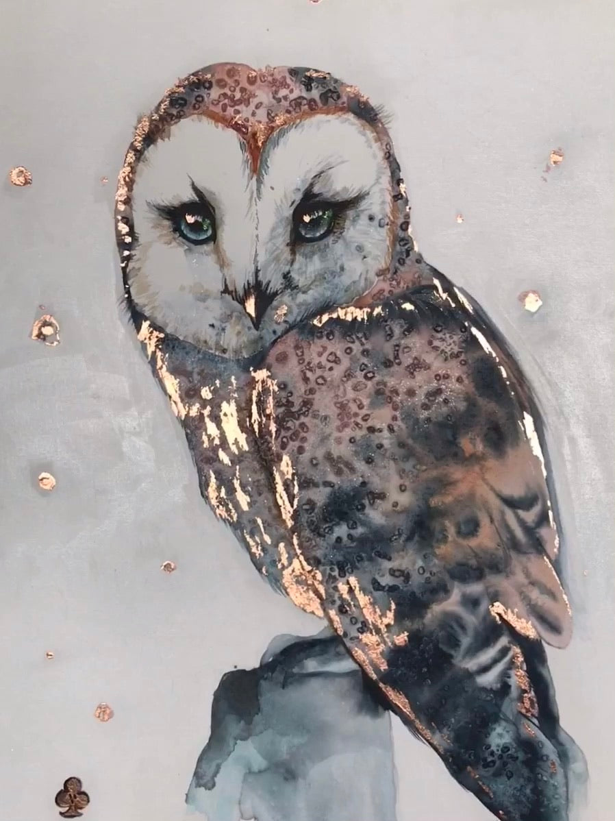 Mesmerizing Owl watercolor Original Artwork 2 OWL
