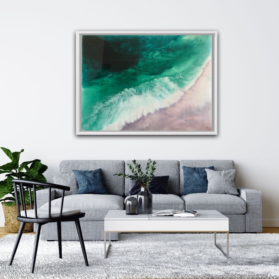 Teal Abstract Artwork. Ocean Blue. Bronte Undercurrent. Antuanelle 5 Undercurrent. Green and Pink Abstract. Original 90x120 cm