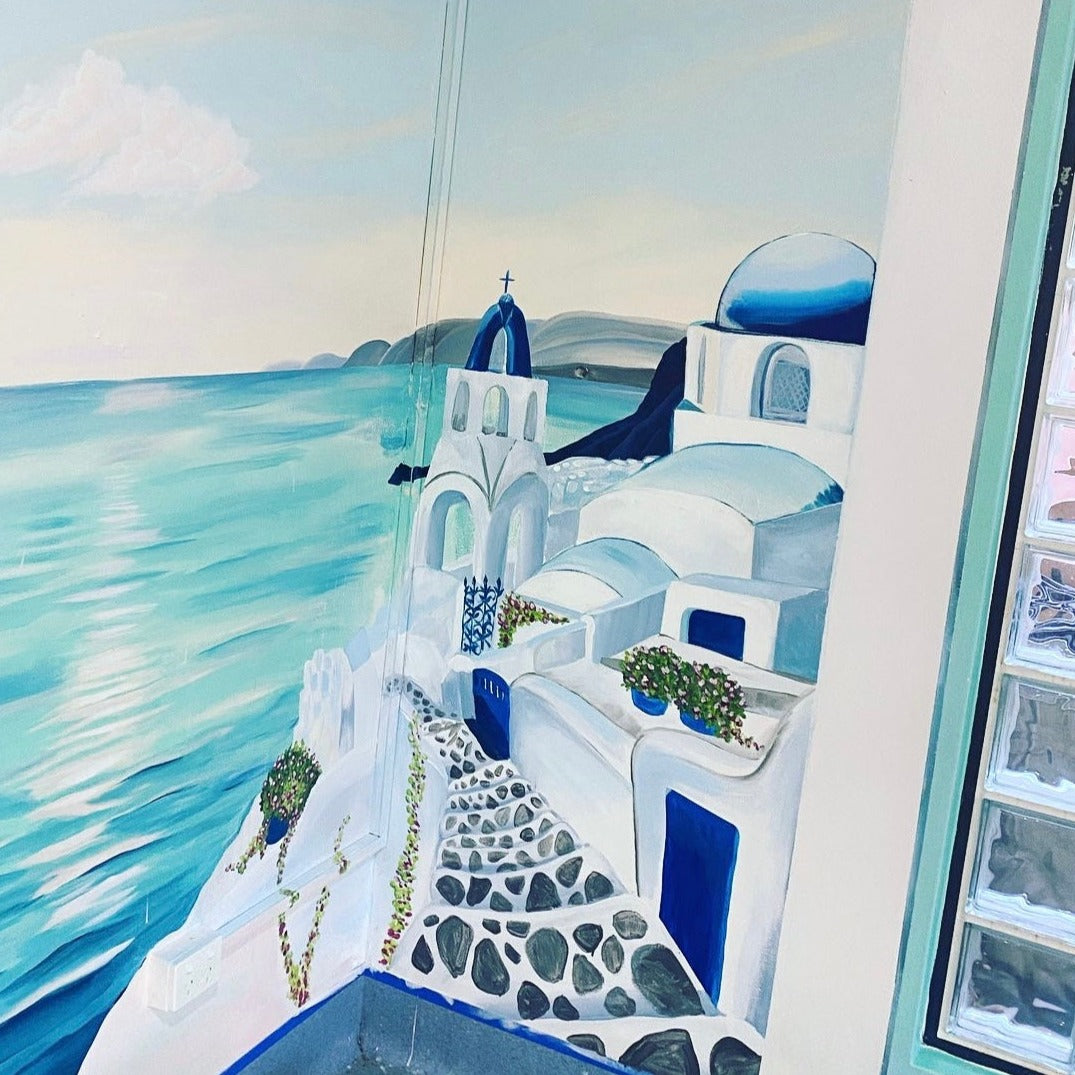 Santorini Greece Mural - churches