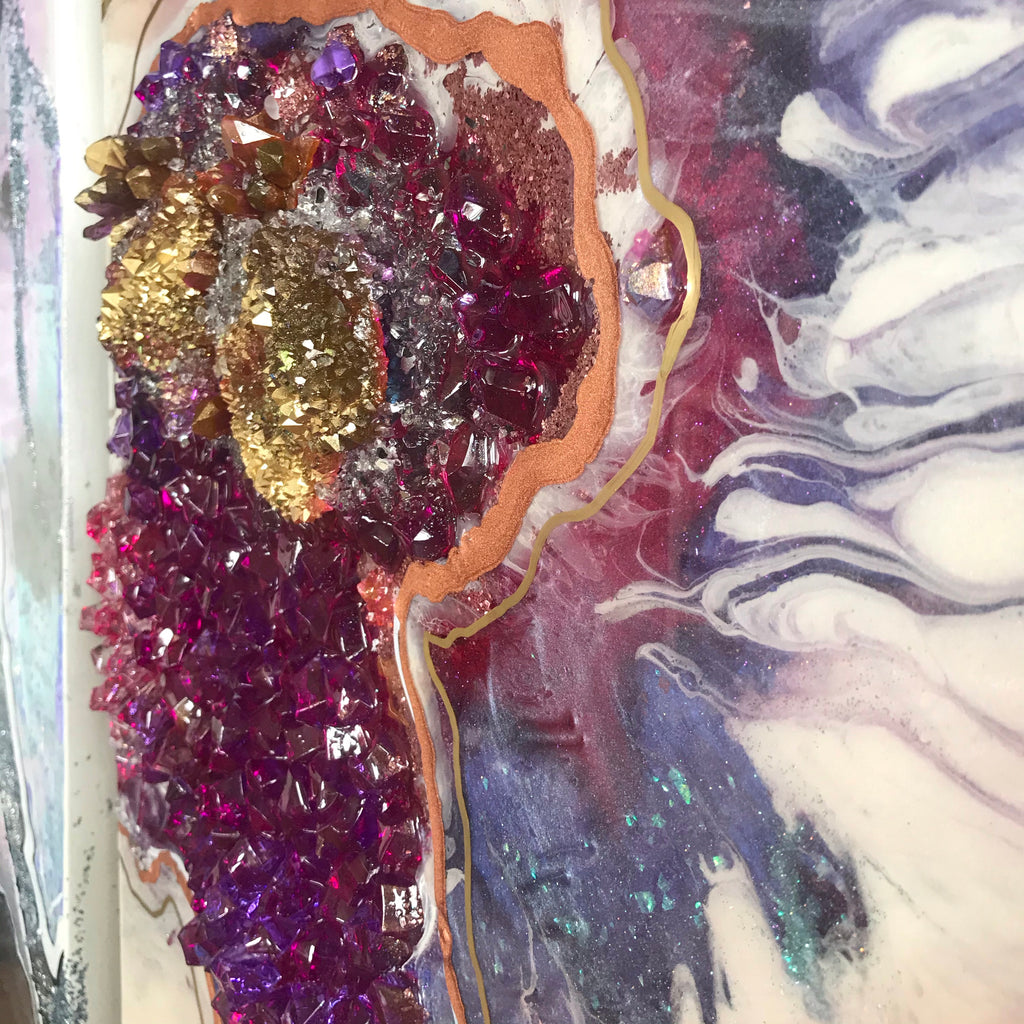 - Starbright 1 Pink and Gold Geode Art Abstract Crystal Artwork