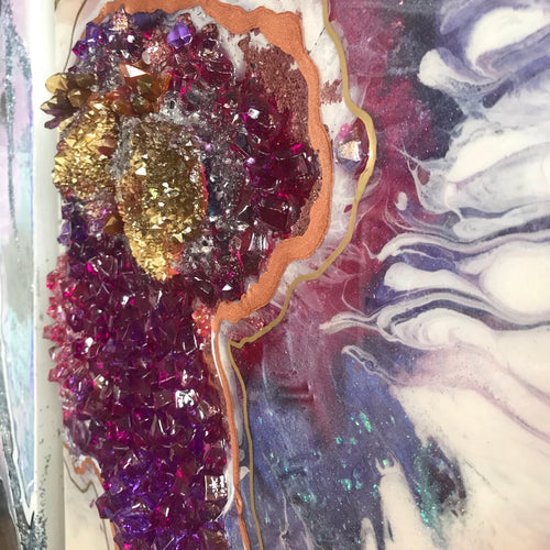 - Starbright 1 Pink and Gold Geode Art Abstract Crystal Artwork