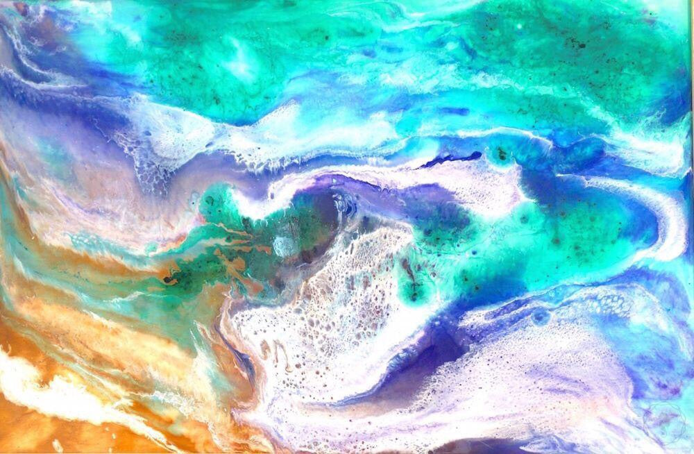Abstract Seascape. Teal and Aqua. Watson Bay. Art Print. Antaunelle 2 Bay Limited Edition Print