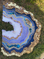 Amethyst Geode. Freeform Purple and Gold Wisdom Artwork with Amethysts