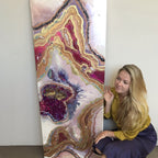 - Starbright 1 Pink and Gold Geode Art Abstract Crystal Artwork