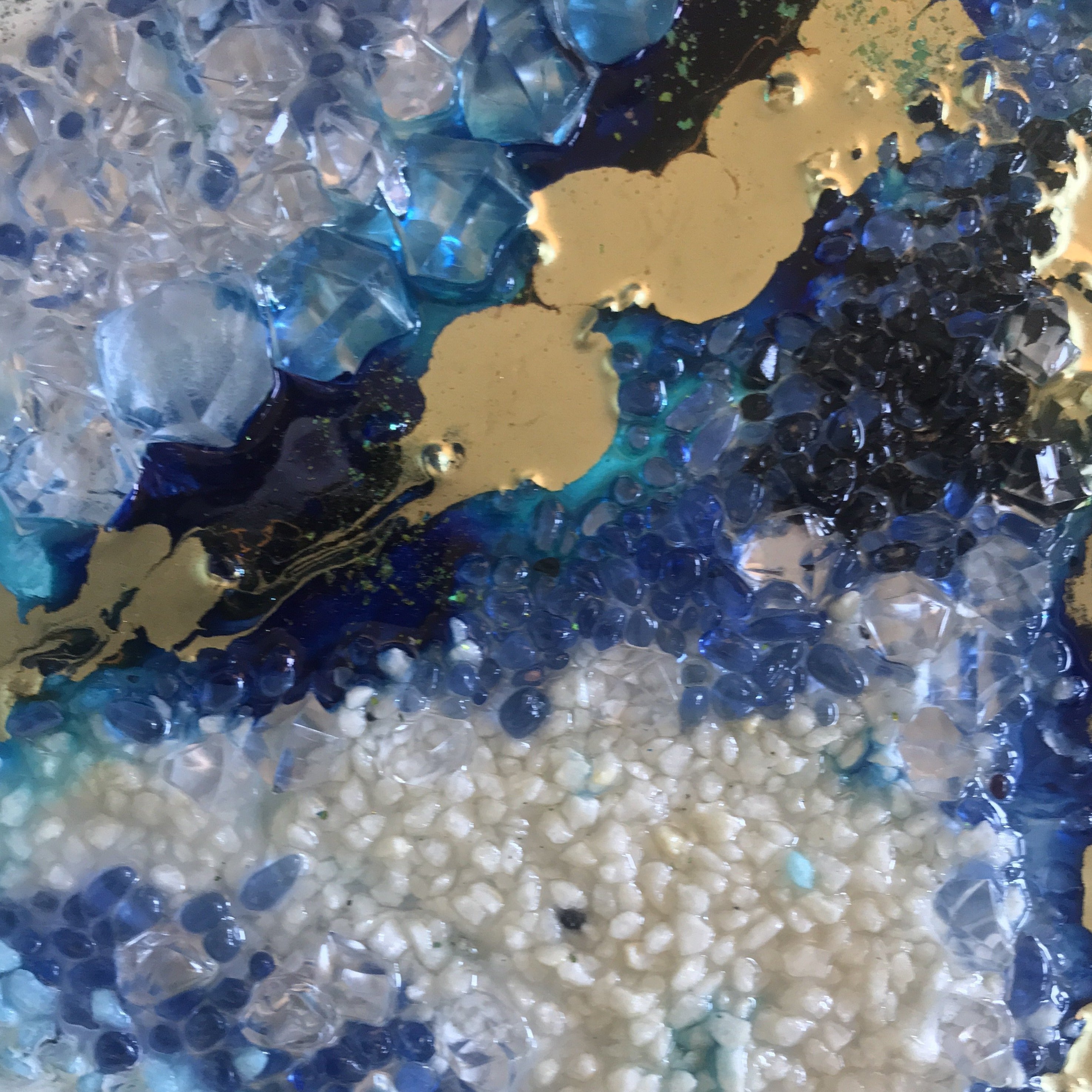 Teal and Copper Geode Resin Artwork Crystals. Blue Gold Artwork. Antuanelle. 2 teal sky blue Crystal. Original