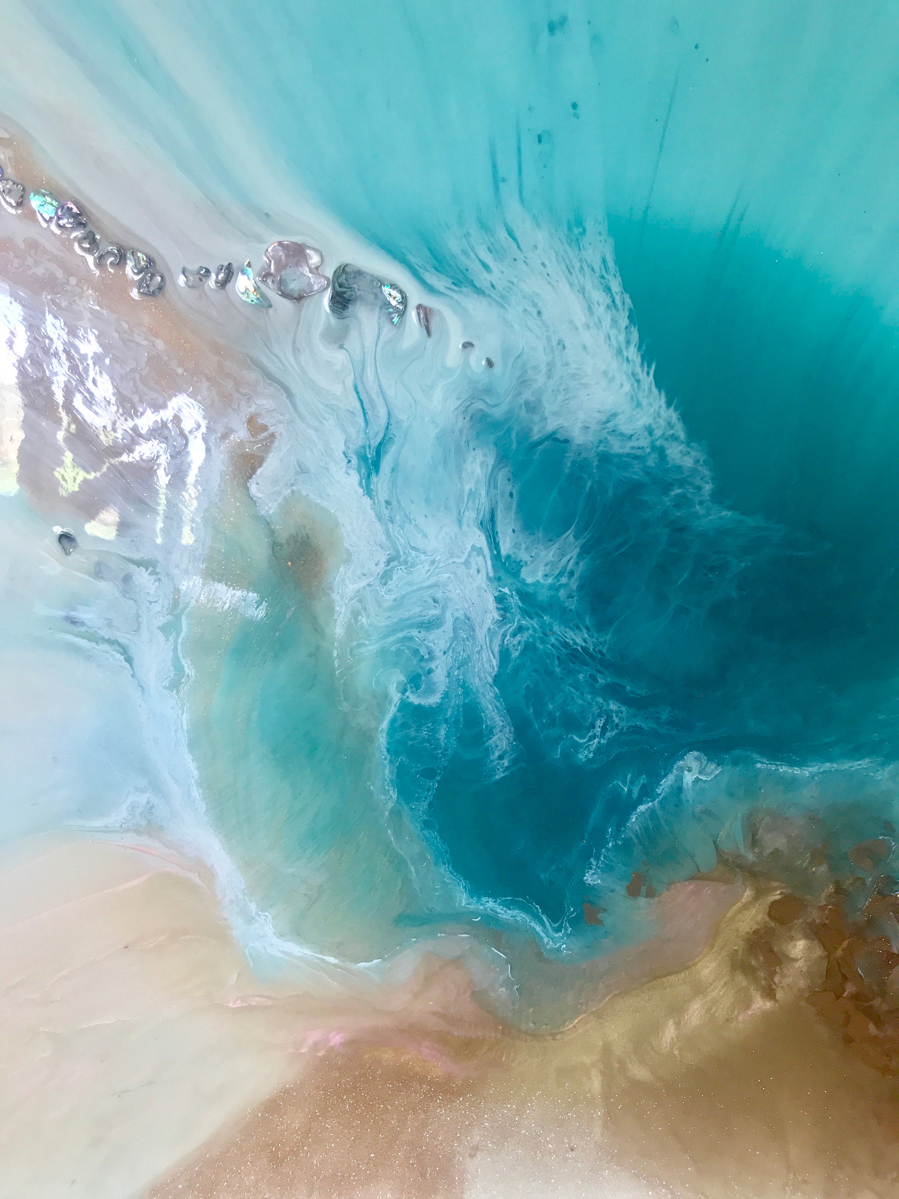 Teal Abstract Artwork. Ocean Blue. Aqua Bliss. Antuanelle 5 Abstract. Original 100x100cm