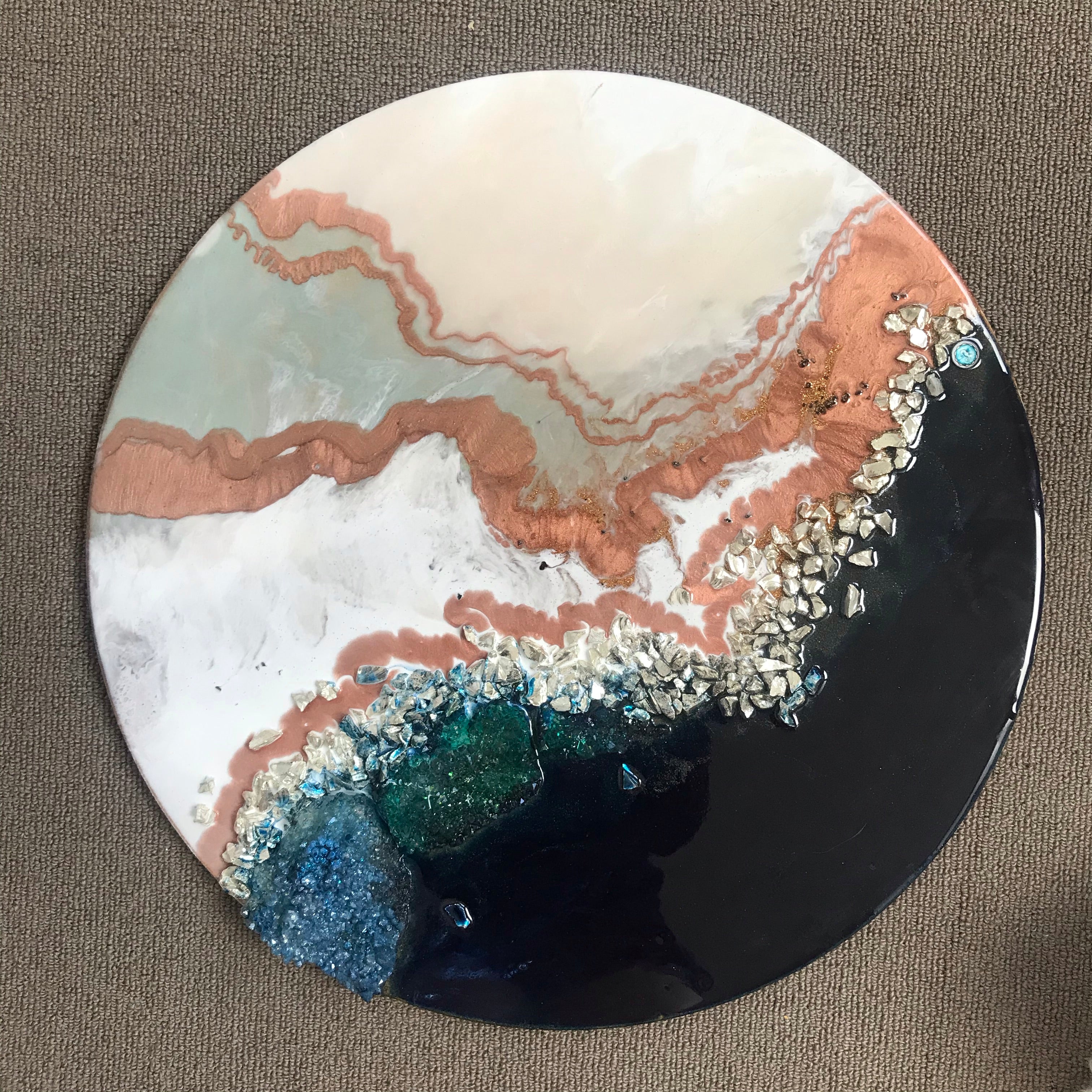 9 Black and White Crystal Geode. Sapphire. Original Artwork Diptych Set of Two