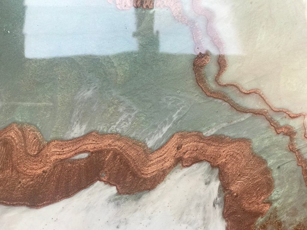 Navy and Teal Artwork. Abstract seascape. Jervis Bay. Antuanelle 11 Black White Crystal Geode. Pink Dune. Sapphire. Original Artwork 