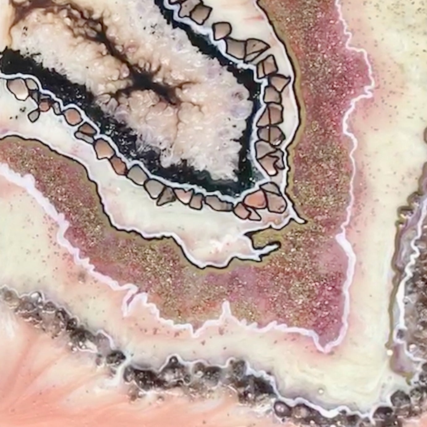 Abstract Geode Crystal. Rose quartz Geode. Antuanelle 2 Quartz Crystal Resin. Original Artwork. COMMISSION - Custom Artwork