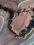 Lavender Amethyst Crystal. Sydney Opera House. Original Artwork w 24K Gold