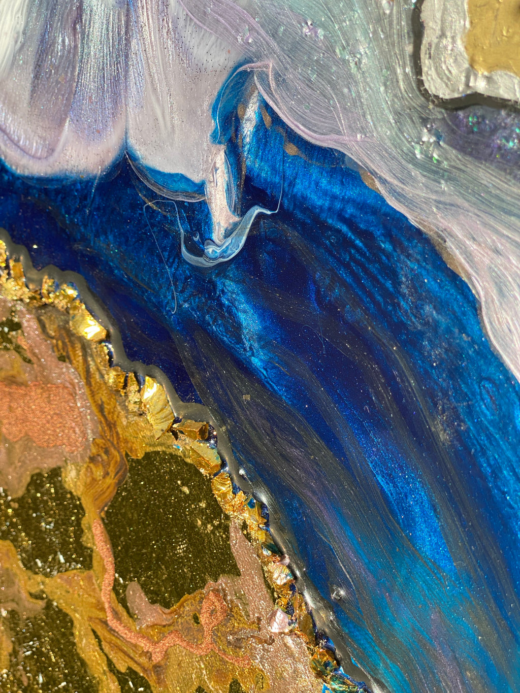 Lavender Amethyst Crystal. Sydney Opera House. Original Artwork w 24K Gold