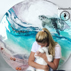 Custom Made. Turtle Ocean Artwork. Antuanelle 1 Bounty 2.0 Abalone Shell. Australian Seascape. Round COMMISSION.