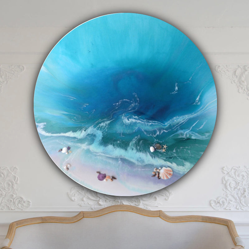Round Abstract Seascape. Teal Ocean. Bounty Portal. Antuanelle 1 BOUNTY Portal Ocean Round. Perspex Acrylic Print