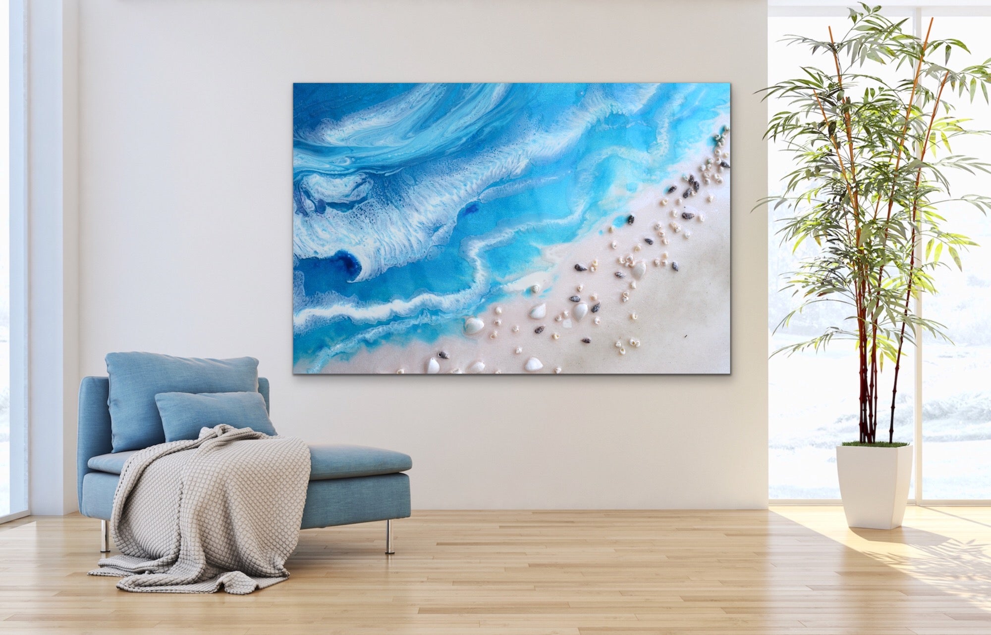 Abstract Ocean. Vivid Blue Beach. Bali Utopia 3. Art Print. Antuanelle 4 Ocean Artwork. Limited Edition Print