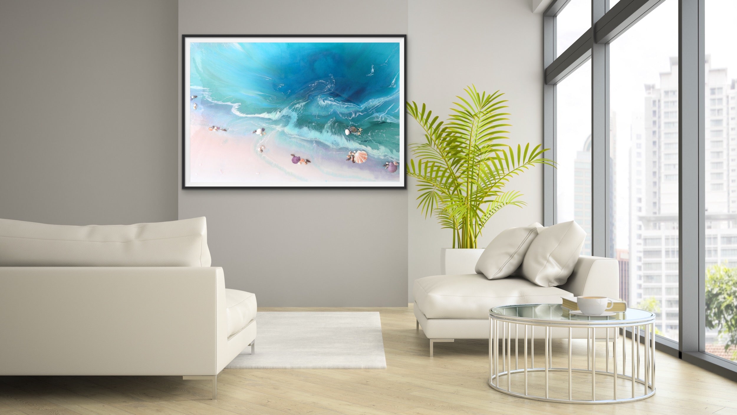Abstract Seascape. Bright Teal. Bounty Dream. Art Print. Antuanelle 3 Dream Ocean Beach Wall. Limited Edition Print