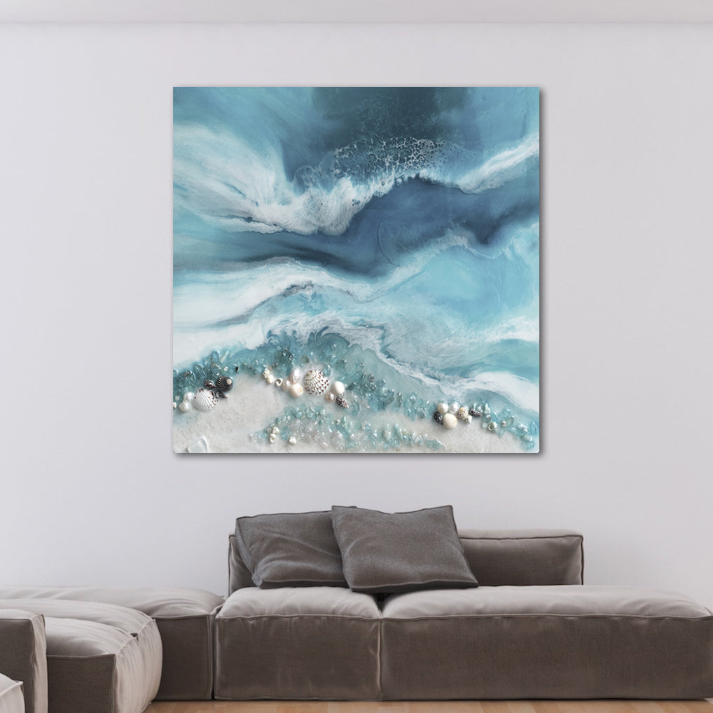 Abstract Ocean. Aqua & Grey.Whitsunday Neutral 2. Art Print.Antuanelle 4 Whitsundays Seascape. Limited Edition Print